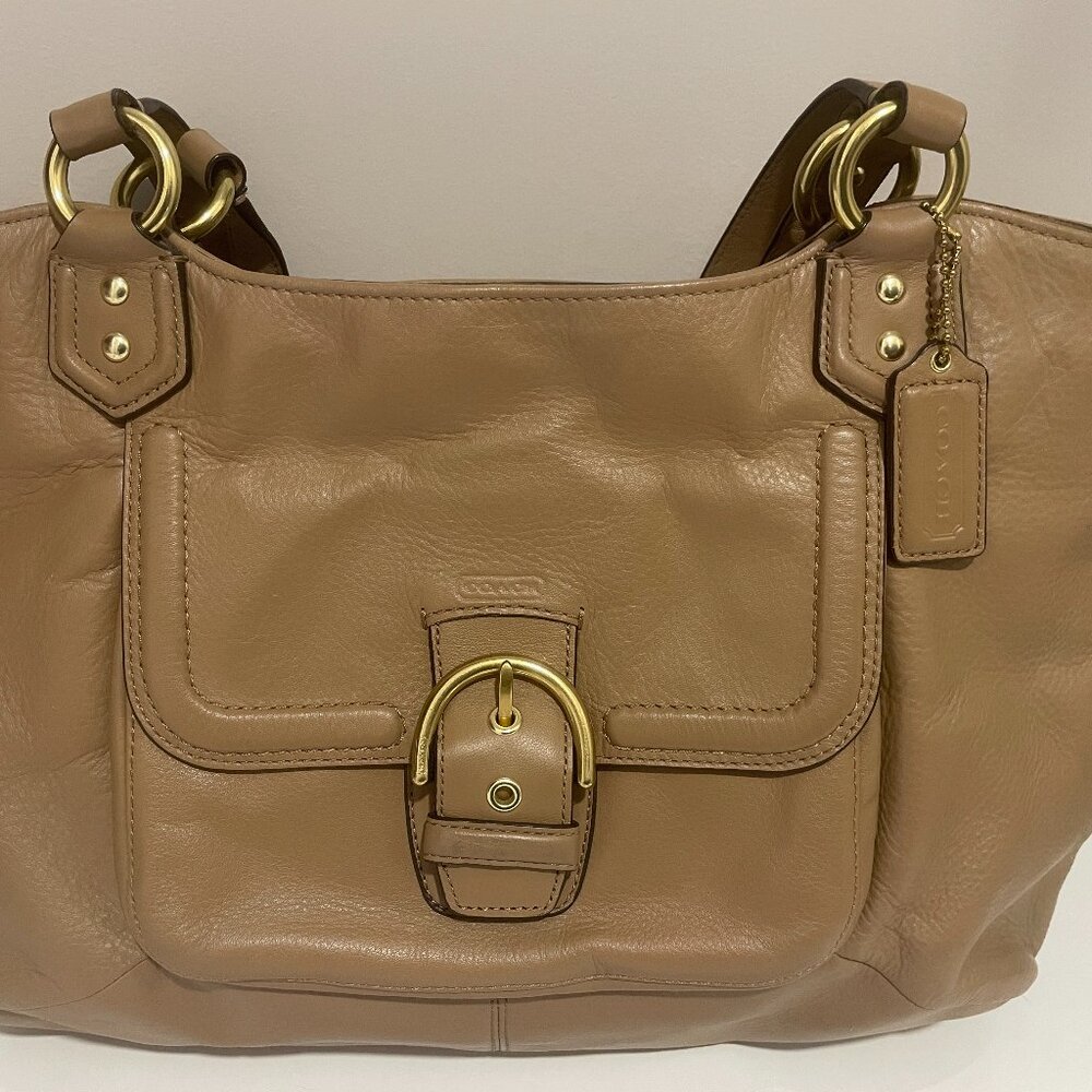 Coach Campbell Belle Handbag Tan Leather Carryall Shoulder Handbag